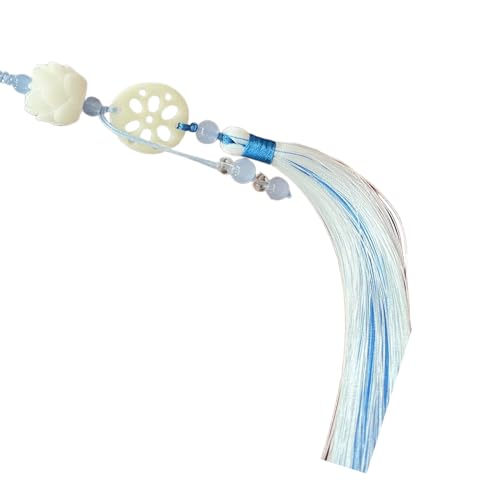 Meiliyizu Imitation Jade Pendant, Chinese Hanfu Tassels Pendant Retro Waist Pendants with Imitation Lotuses Jade Jewelry for Parties Clothing Accessories