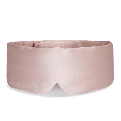 Dore & Rose Deep Sleep Mask Light Blocking, 23 Momme Mulberry Silk Eye Mask, Ultra Soft, Adjustable - Travel Sleeping Mask for Men & Women - Lotus