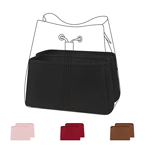 DGAZ Seide Handtasche Tasche Organizer für LV Neonoe mit Fach, Luxuriöser Handtaschen und Tote Organizer, Simplicity Tasche in Tasche Organizer (Schwarz, Neonoe) Cover
