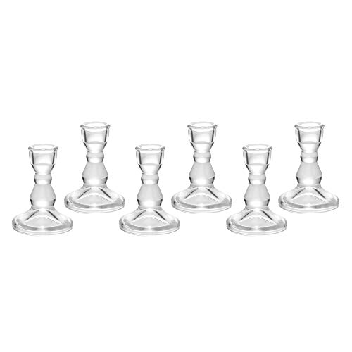image for OYATON 3/4 inch Taper Candle Holder, Glass Candlestick Holder Set of 6
