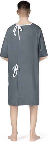 Utopia Care Men\'s Hospital Gown Soft and Comfortable Patient Gown X-Small-Small Charcoal Grey - Thumbnail 2