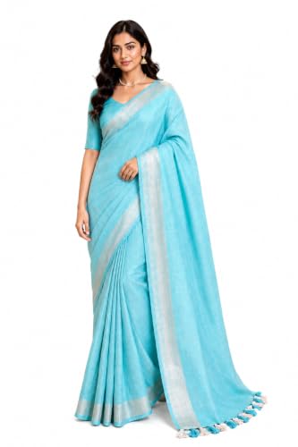 HAIDER ALI AND SONS Handloom | Bhagalpuri Linen Slub Saree With z...