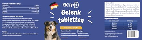 Gelenktabletten für den Hund (180 Stück) – zur Gelenkunterstützung mit Chondroitin & Kollagen – halten sie ihren Hund gesund & beweglich – Hundeleckerli mit Milchcalcium