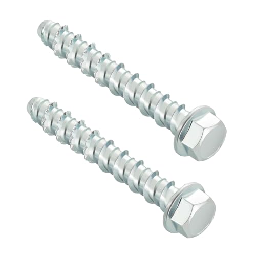 MejaRizon Lot de 20 vis à béton M10 x 75 - Sans chevilles - Vis à béton à tête hexagonale galvanisée avec rondelle - Pour maçonnerie, béton,...