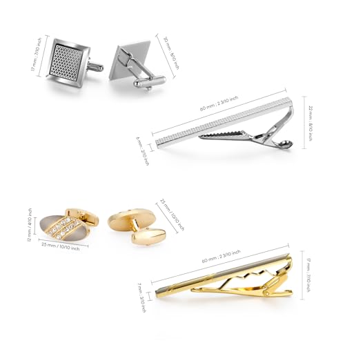 Image of Wynameleri Cufflinks and Tie Pins Tie Clips Set of 2 Accessories for Men