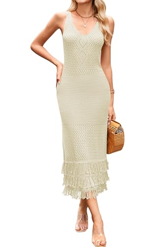 Cakulo Womens Summer Maxi Crochet V Neck Dresses...