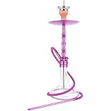  Smokezilla® MINYA Basic Cachimba Aluminio 86cm Shisha  Set Narguile Completo con gestor de Calor, Florero y Rejilla  4 Conexiones con Manguera de Silicona Mate y Vástago en Aluminio (Morado)