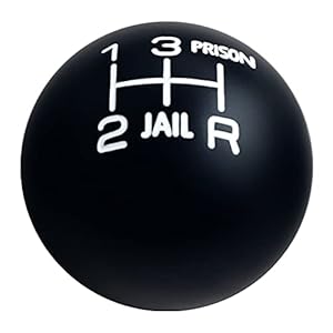 DEWHEL Aluminium Schaltknauf Schwarz/Weiß 'Jail/Prison' 5-Gang