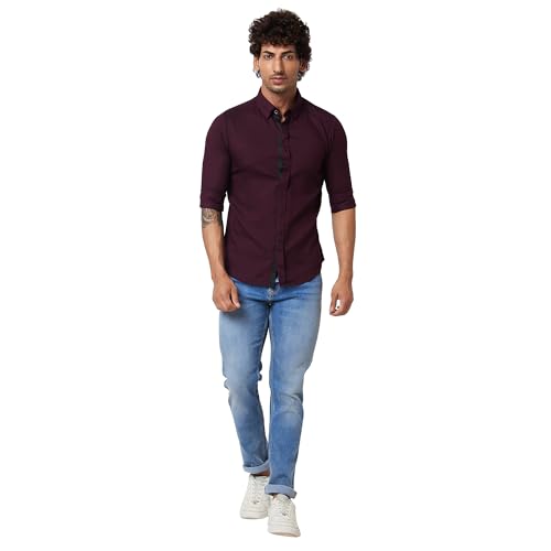 Image of Spykar Men's Regular Fit N /A Full Sleeve Solid Casual Shirts