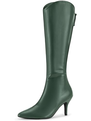 Allegra K Women's Pointed Toe Stiletto Heel Knee High Boots
