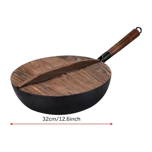 Wok de hierro sin recubrimiento con mango de madera miniatura 3