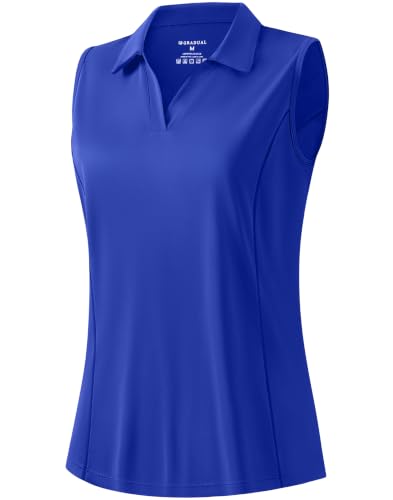 Royal Blue Collared Top with White Skirt and White Visor