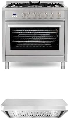 Cosmo 2-Piece Kitchen Package, 36" Gas Range & 36" Wall Mount Range Hood