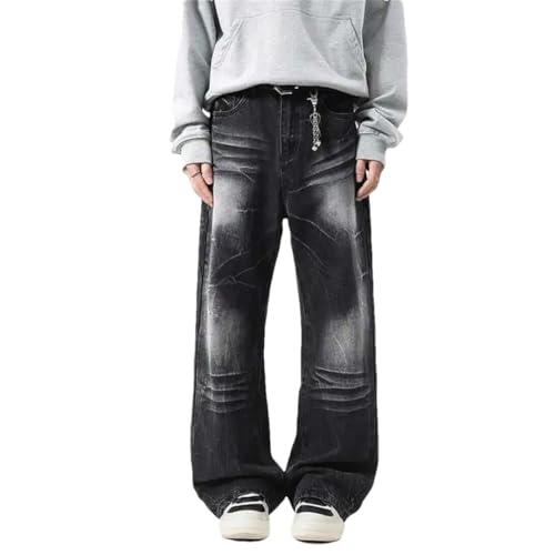 Men's Denim Pants Washing High Street Loose Straight Bottom Straight Jeans