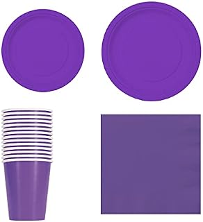 Trimming Shop 70pcs Disposable Party Tableware Set, 7" Plates 20pcs, 9" Plates 16pcs, 9oz Cups 14pcs, Napkins 20pcs for BBQs, Weddings, Birthday, Anniversary, Kids Party Supplies, Ruby Red