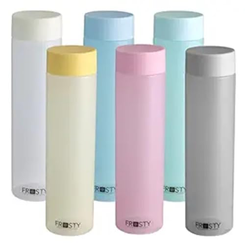 Image of Premium Slim Square Water Bottle BPA Free Plastic Frosty Finish Leak Proof Fridge Fit Freezer Safe Drinking Bottle for School Office Gym Travel Use (Round Bottal)