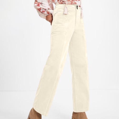Ruziyoog Corduroy Pants for Womens 2025 Casual High Waisted Double Buttoned Stretchy Loose Fit Wide Leg Pants with Pockets3