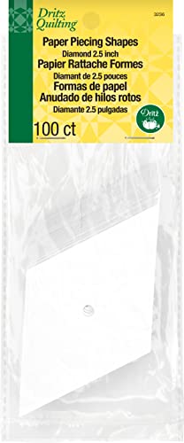Dritz 3236 Paper Piecing Shapes, Diamond, 2-1/2-Inch (100-Count), White