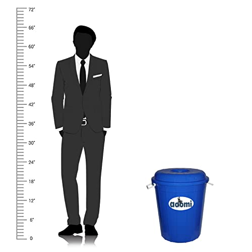 Image of AOOMI Multipurpose Plastic Storage Bucket Drum 50 LTR with Lid BLUE