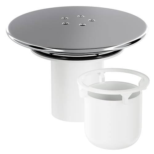 HNNHOME Shower Drain Cover Replacement Chrome Shower Trap Cover Removable Top Fitting Cap Parts 90mm/115mm Shower Plughole Cover Fast Flow Shower Tray Waste (White)