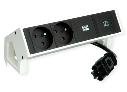 BACHMANN DESK2 2xUTE 1xUSB C 30W 0.2m GST18 RAL9010