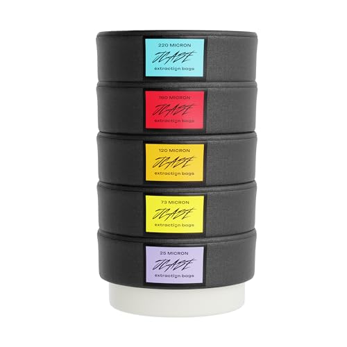 Bubble Bags 20L / 5 Gallonen 5er Set für Eiswasser-Extraktion Kräuterextraktion Robustes 1680D Material inkl. 25 Mikron Presssieb & Aufbewahrungsbeutel (5pcs Set)