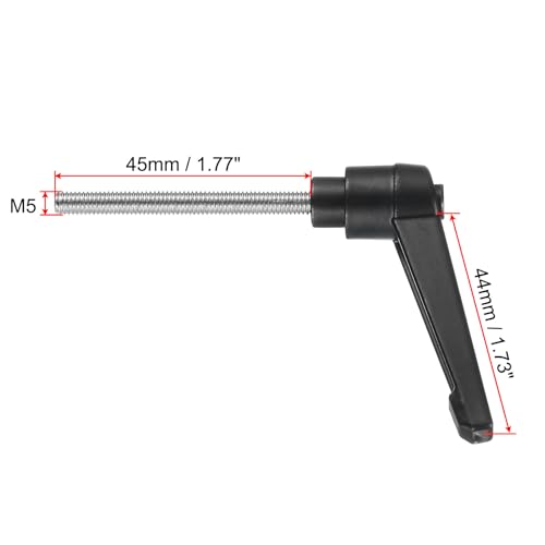 Image of uxcell Adjustable Clamping Lever Handle M5 x 45mm Metric 304 Stainless Steel Male Threaded Stud Hand Knobs Push Button Ratchet Rotating Screw Handles Bolts with Locking Lever Black