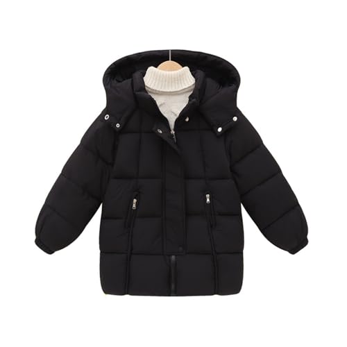 Hooded Puffer Coats for Boys Girls Winter Zip Up Warm Plus Lined Jacket Kids Soft Cotton Fleece Padded Down Outerwear4
