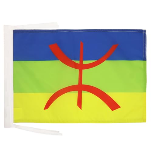 AZ FLAG - Drapeau Kabylie - 45x30 cm - Pavillon Kabyle - Algérie Berbère 100% Polyester Avec Deux Cordelettes - 20g