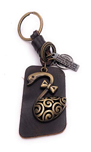 Preisvergleich Produktbild H-Customs Schwan Tier Wasservogel Schleife Bronze Kunstleder Schlüsselanhänger Anhänger