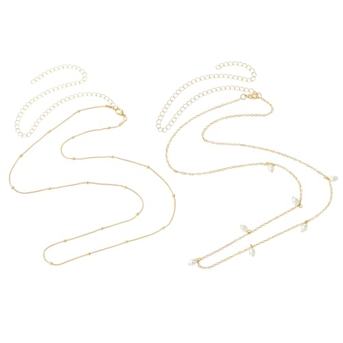 LiQunSweet 2 Pcs Imitation Pearl Tassel Chain Belts Waist Belly Body Chain Belt Body Accessories Jewelry for Women Dresses Jeans Decoration