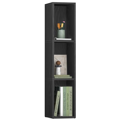 VASAGLE Custos Collection - Bookshelf, 3-Tier Bookcase, Book Shelf, Open Storage Shelf, 9.4 x 7.9 x 37.3 Inches, for Living Room, Home Office, Dining Room, Ebony Black ULBC523B01 by VASAGLE - Used condition - US$25.08