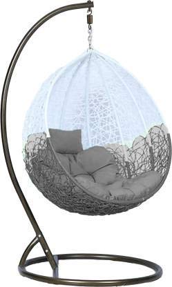 Image of CITE Jhula, Egg Swing for Balcony, Single Seater, Hanging Swing Chair with Stand & Cushion & Hook - Outdoor & Indoor Furniture Swing for Adults, Living Room, Home Improvement (Standard, Black & White)