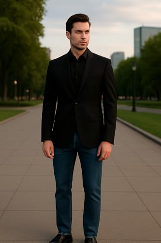 Men's Blazer (US, Numeric, 42, Regular, Regular, Black)2