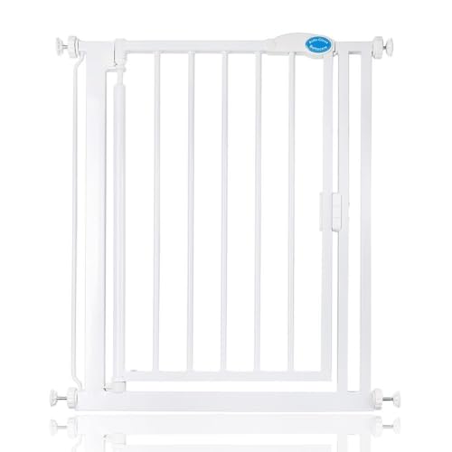 Bettacare Auto Close Stair Gate 68.5cm - 75cm White Narrow Narrow Pressure Fit Safety Gate Baby Gate Safety Barrier for Doors Hallways and Spaces Easy Installation