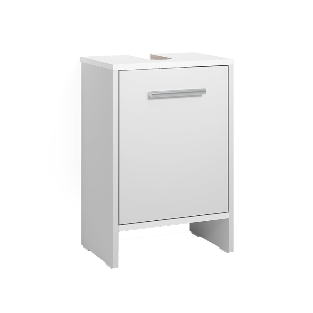 Vicco Meuble Vasque Simple Karli, Blanc, 38.2x57cm avec la Porte, Compatible avec Les siphons Standards et Installation Facile