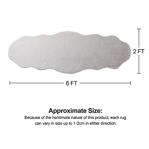 Rainlin Ultra Soft Fluffy Faux Fur Sheepskin Area Rug Modern 2X6 Living Room Fur Runner Rugs Shaggy Beside Rugs Warm Faux Fur Couch Cover For Sofa And Bay Window, Grey #TOP1
