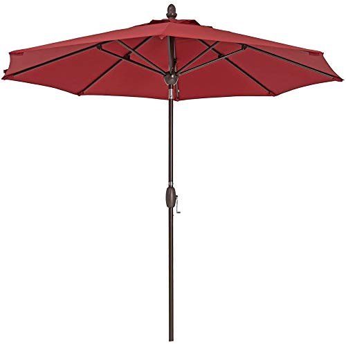 Outdoor Patio Umbrella 9 Ft Patio Market Table Umbrella With Push Button Tilt, Crank And Umbrella Cover For Garden, Lawn, Deck, Backyard & Pool, Red #TOP18