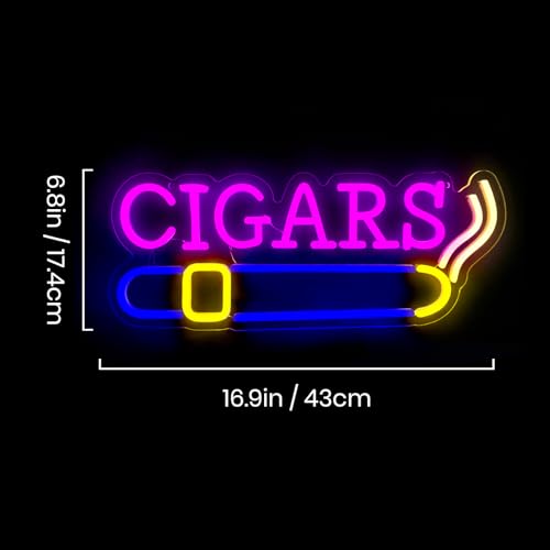 Image of Cigar Neon Sign, Neon Signs for Wall Decor, Neon Lights for Man Cave Decor, Light Up Sign for Bedroom, Bar, Hotel, Pub, Party