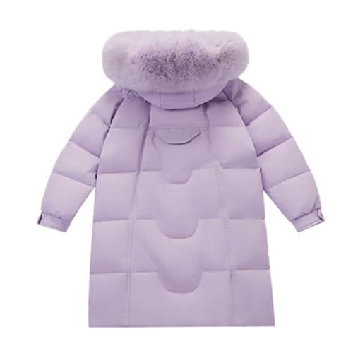 DINGDONG'S CLOSET Kid Girls' Winter Fur Hooded Pockets Fur Down Padded Parka Puffer Jacket2