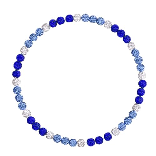 NUKAYAI Beaded Boys Baseball Necklaces16in Bling Ice Collection Baseball Necklace Chain for Boys Rhinestone Dark Blue/White/Light Blue Baseball Drip Accessories Necklace Gifts for Baseball Player