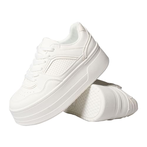 Chouiss Sneakers for Women,Stylish Thick Soled Breathable White...