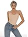 Artdear Women's Square Neck Tank Top Basic Spaghetti Straps Camisole Sexy Summer Cami Crop Tops Air Touch Fabric (X-Small, Nude)