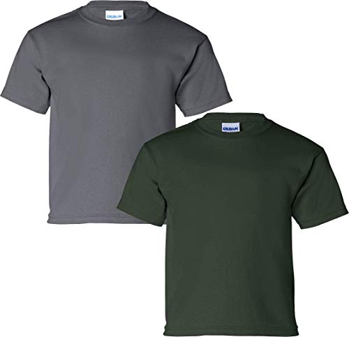 T-shirt en coton pour enfant Gildan lot de 2 en coloris charbon et foret taille S