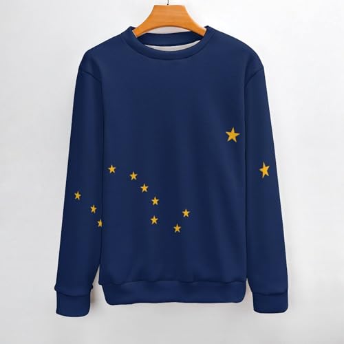 Alaska State Flag Men's Crewneck Sweater Casual Pullover Lightweight Long Sleeve Sweaters2