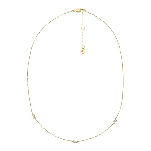 Image of Fossil Women's Ellis Toi Et Moi Gold-Tone Brass Station Necklace