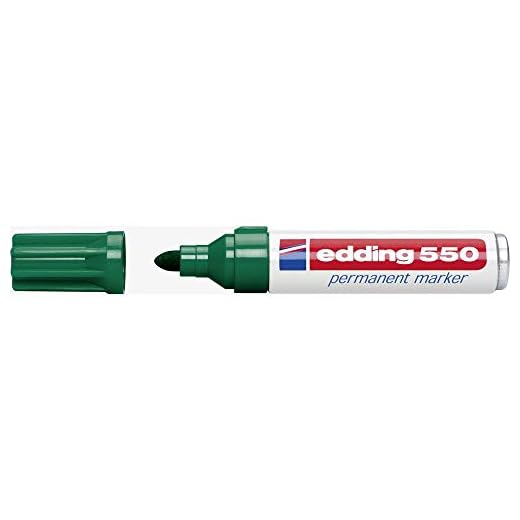 edding 550 marcador permanente - verde - 1 rotulador - punta redonda 3-4 mm - resistente al agua, de secado rápido, rotuladores indelebles - para cartón, plástico, madera, metal, vidrio