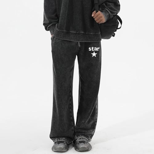 Mens Graphic Acid Wash Sweatpants Streetwear Star Vintage Y2k Pants Cotton Elastic Waist Gym Athletic Joggers Workout4