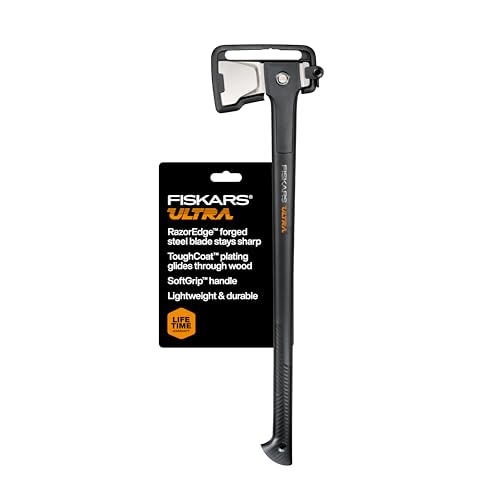 Fiskars Ultra Splitting Axe U32, Precision-Ground RazorEdge Double-Hardened Steel Blade Stays Sharp, Perfected Weight Balance & FiberComp Shaft for Large Log Splitting & Firewood, 32', Black