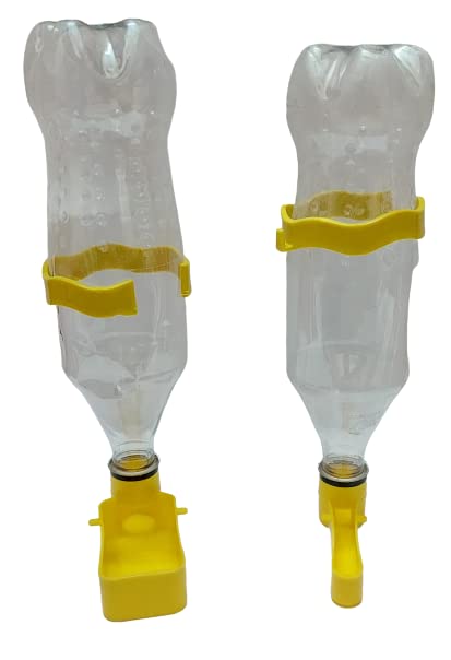 Birds Cage Automatic Feeder Drinker Cups for Any Size of Water Bottles with Free Holder Rings Yellow (Pack of 2) Feeder+Drinker+Holder Rings for Budgies Cockatiel Finches African Love Birds